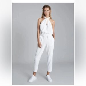 Reiss Tessa Halter-neck Jumpsuit in White 2